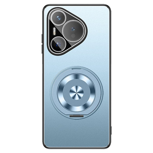 For Huawei Pura 70 Case PC + TPU Matte Kickstand Back Phone Cover with Lens Film - Blue