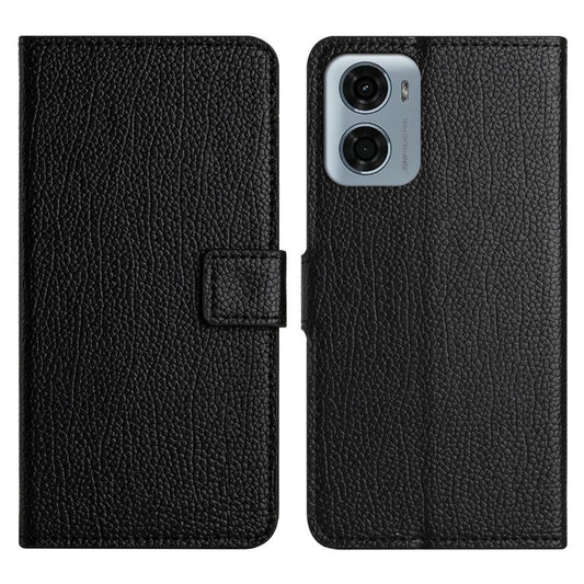 For Motorola Moto E15 4G / G05 4G Case PU Leather Wallet Phone Cover Litchi Texture, Black