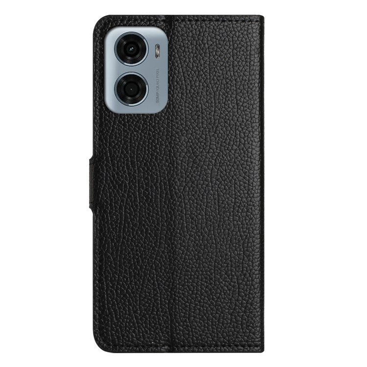 For Motorola Moto E15 4G / G05 4G Case PU Leather Wallet Phone Cover Litchi Texture, Black
