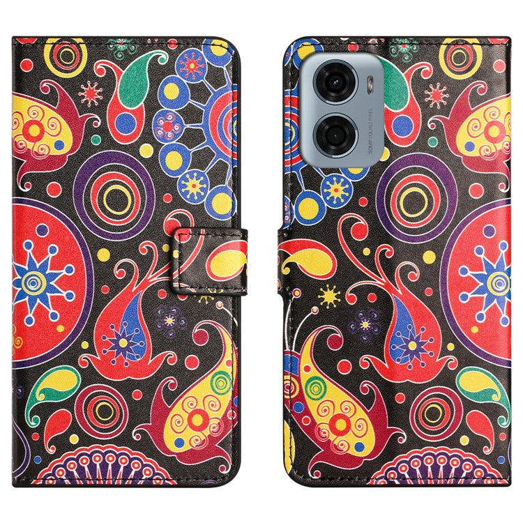 For Motorola Moto E15 4G  /  G05 4G Case Pattern Print PU Leather Wallet Phone Cover - Jelly Fish