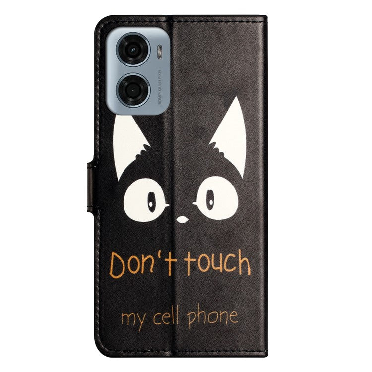 For Motorola Moto E15 4G  /  G05 4G Case Pattern Print PU Leather Wallet Phone Cover - Cat Ears