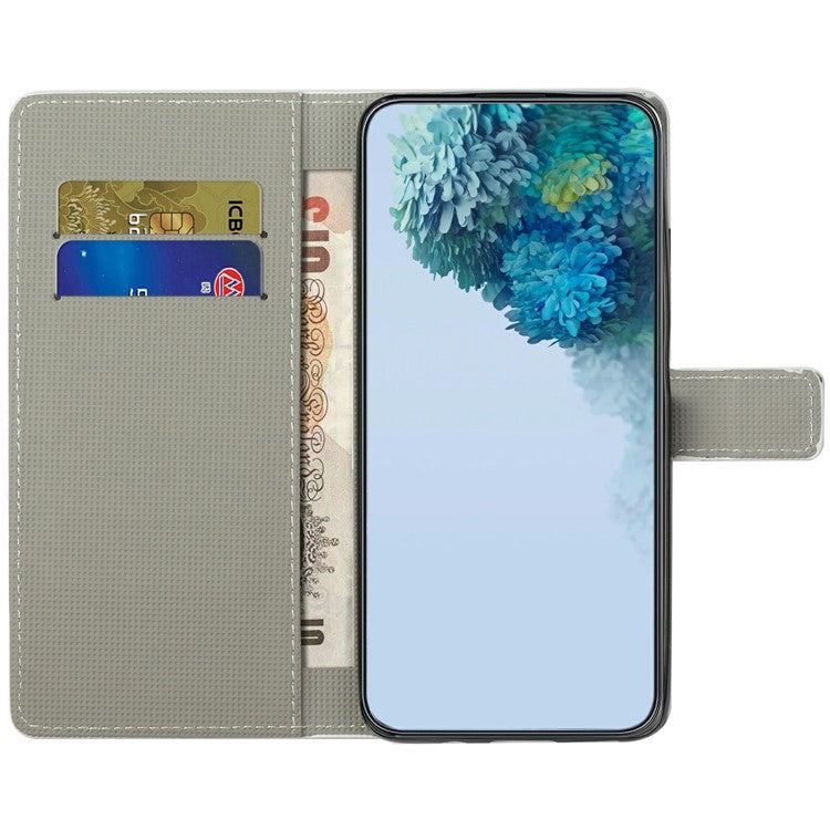 For Motorola Moto E15 4G  /  G05 4G Case Pattern Print PU Leather Wallet Phone Cover - Blue Butterfly