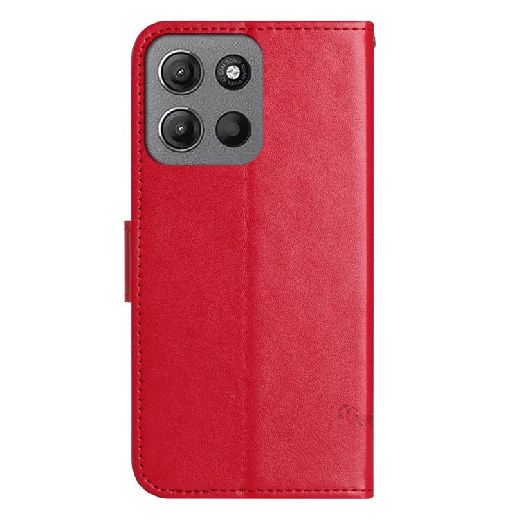 For Motorola Moto G15 4G  /  G15 Power 4G Case Wallet Stand Imprinted Butterfly Flower PU Leather Phone Cover - Red