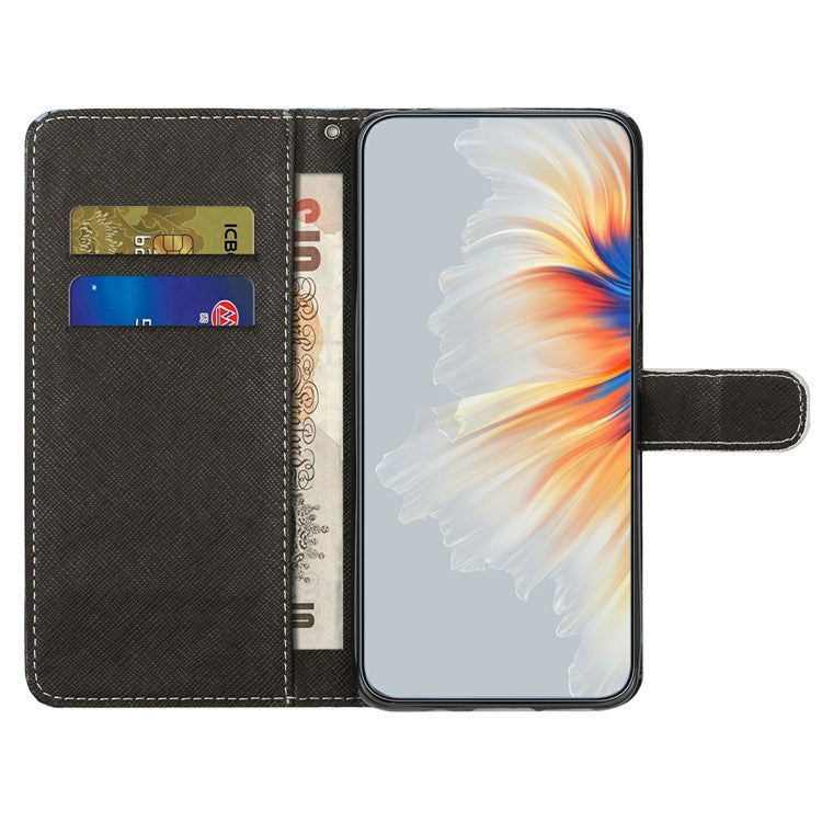 For Motorola Moto G15 4G  /  G15 Power 4G Case Pattern Print PU Leather Wallet Phone Cover Cross Texture - Cat's Eye