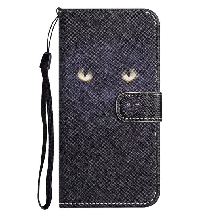 For Motorola Moto G15 4G  /  G15 Power 4G Case Pattern Print PU Leather Wallet Phone Cover Cross Texture - Cat's Eye