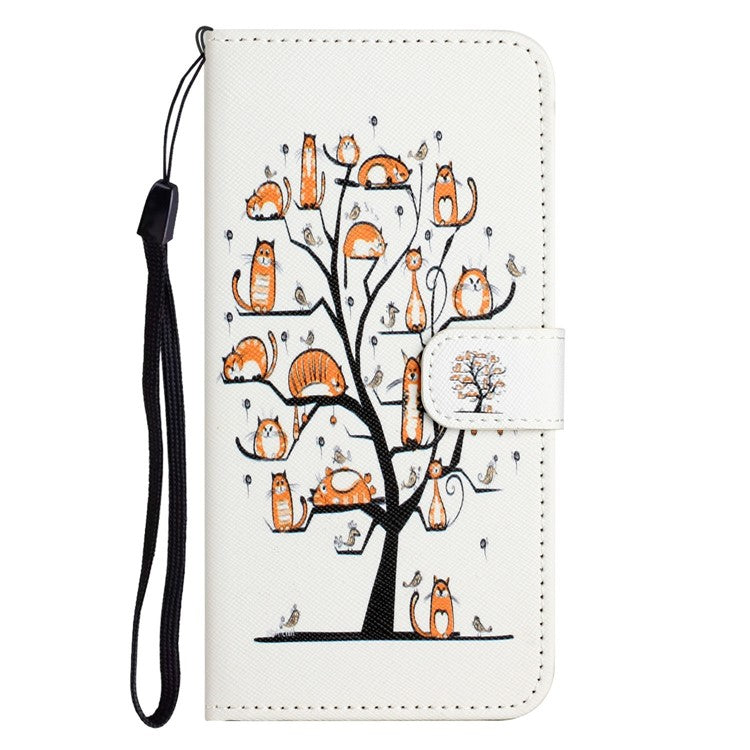 For Motorola Moto G15 4G  /  G15 Power 4G Case Pattern Print PU Leather Wallet Phone Cover Cross Texture - Cat and Tree