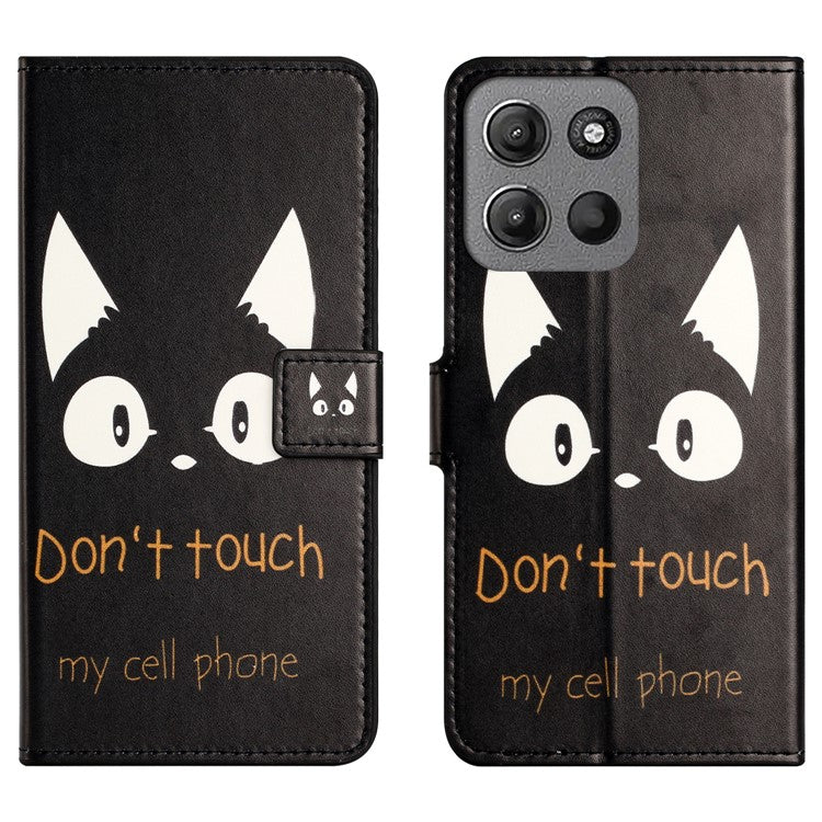 For Motorola Moto G15 4G  /  G15 Power 4G Case Pattern Print PU Leather Wallet Phone Cover - Cat Ears