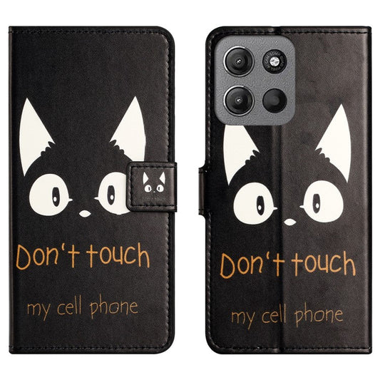 For Motorola Moto G15 4G  /  G15 Power 4G Case Pattern Print PU Leather Wallet Phone Cover - Cat Ears
