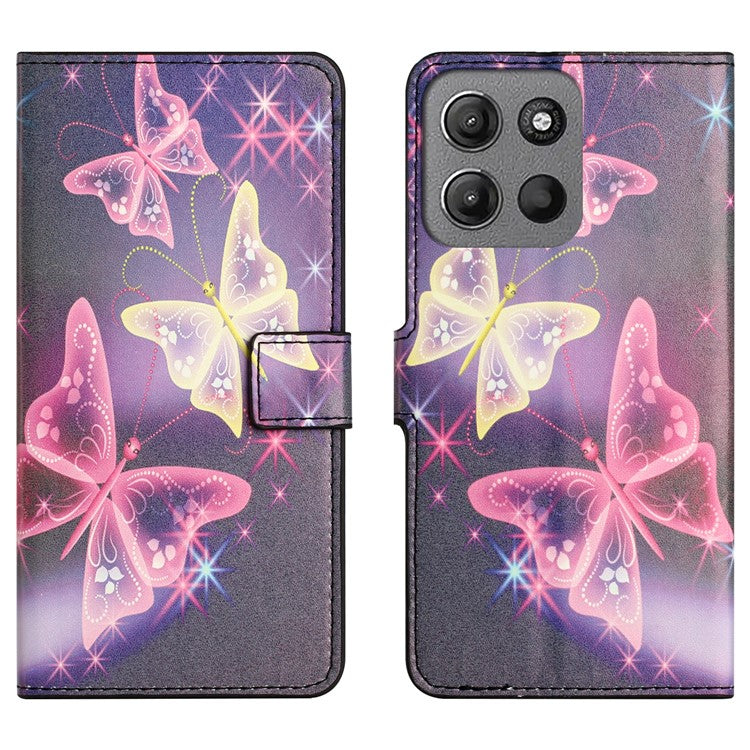 For Motorola Moto G15 4G  /  G15 Power 4G Case Pattern Print PU Leather Wallet Phone Cover - Illusion Butterfly
