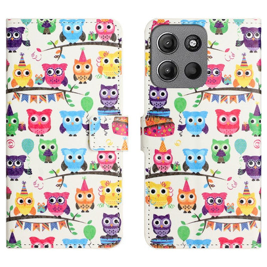 For Motorola Moto G15 4G  /  G15 Power 4G Case Pattern Print PU Leather Wallet Phone Cover - Owls Sticker