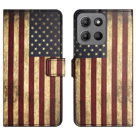 For Motorola Moto G15 4G  /  G15 Power 4G Case Pattern Print PU Leather Wallet Phone Cover - The American Flag