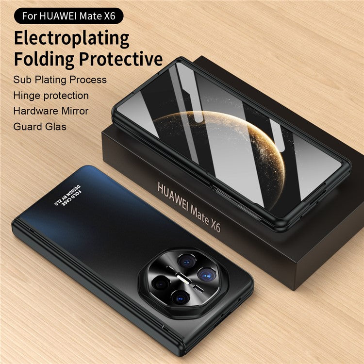 For Huawei Mate X6 Phone Case Hard PC Shockproof Cover with Front Screen Film - Transparent