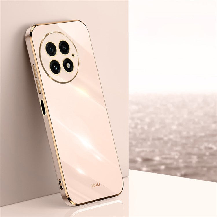XINLI For OnePlus 13 Case TPU Phone Cover with Electroplating Frame - Pink