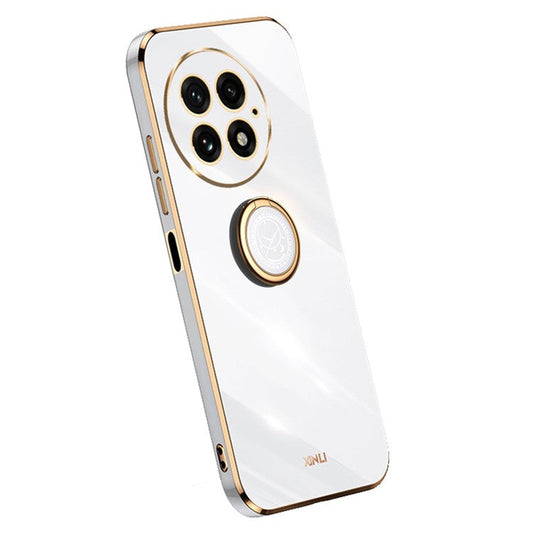XINLI For OnePlus 13 Case Ring Kickstand Electroplating TPU Phone Cover - White