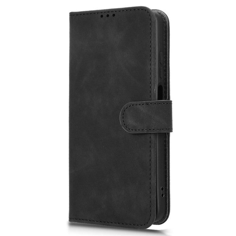 For Motorola Moto G15 4G Leather Case Skin Feel Anti Drop Wallet Flip Phone Cover - Black