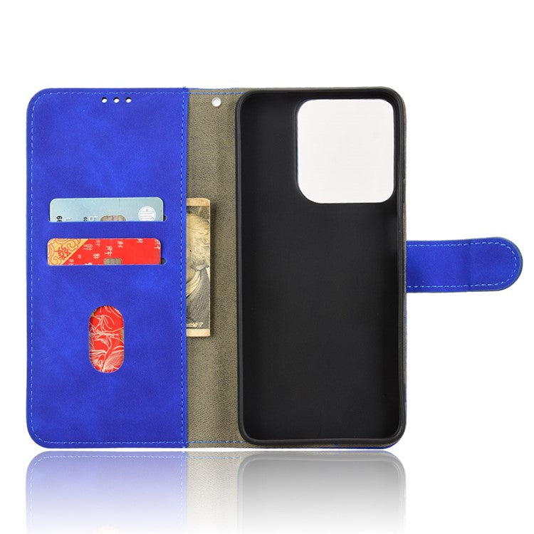 For Motorola Moto G15 4G Leather Case Skin Feel Anti Drop Wallet Flip Phone Cover - Blue