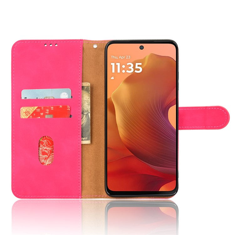 For Motorola Moto G15 4G Leather Case Skin Feel Anti Drop Wallet Flip Phone Cover - Rose
