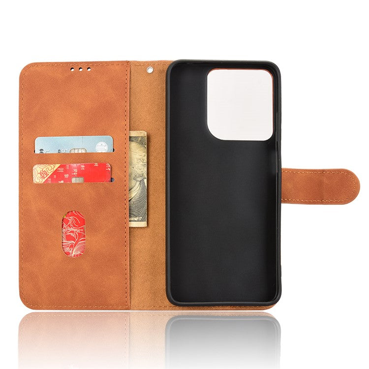 For Motorola Moto G15 4G Leather Case Skin Feel Anti Drop Wallet Flip Phone Cover - Brown