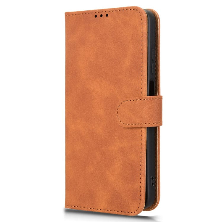 For Motorola Moto G15 4G Leather Case Skin Feel Anti Drop Wallet Flip Phone Cover - Brown
