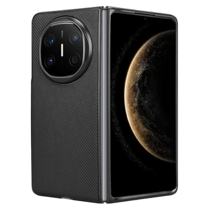 For Huawei Mate X6 Case Carbon Fiber Texture Shockproof PU + PC Phone Cover - Black