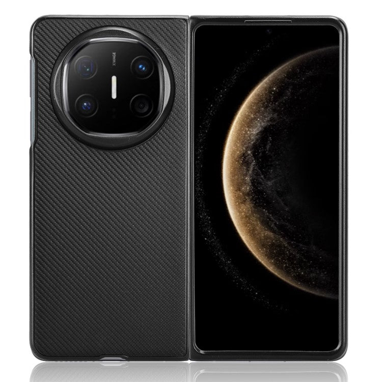 For Huawei Mate X6 Case Carbon Fiber Texture Shockproof PU + PC Phone Cover - Black