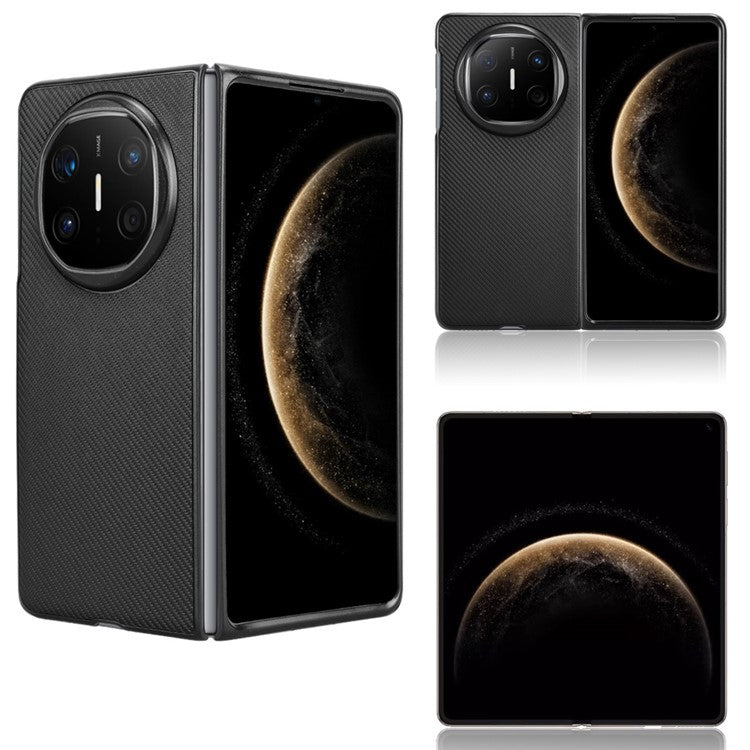 For Huawei Mate X6 Case Carbon Fiber Texture Shockproof PU + PC Phone Cover - Black
