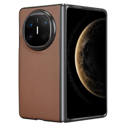 For Huawei Mate X6 Case Carbon Fiber Texture Shockproof PU + PC Phone Cover - Brown