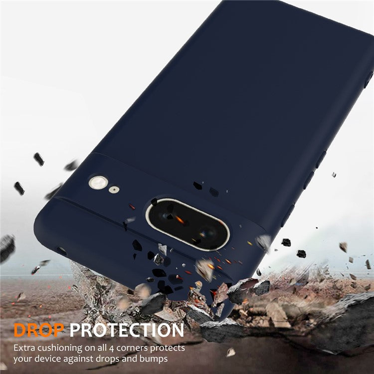 For Google Pixel 7 5G Case Compatible with MagSafe Liquid Silicone Phone Cover with Lanyard - Dark Blue