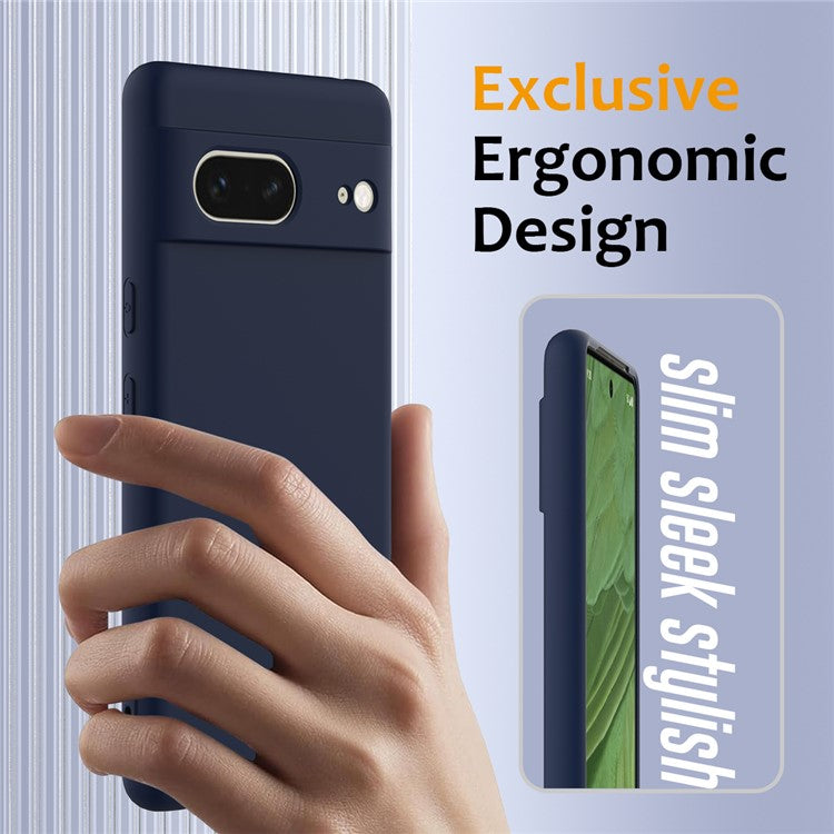 For Google Pixel 7 5G Case Compatible with MagSafe Liquid Silicone Phone Cover with Lanyard - Dark Blue