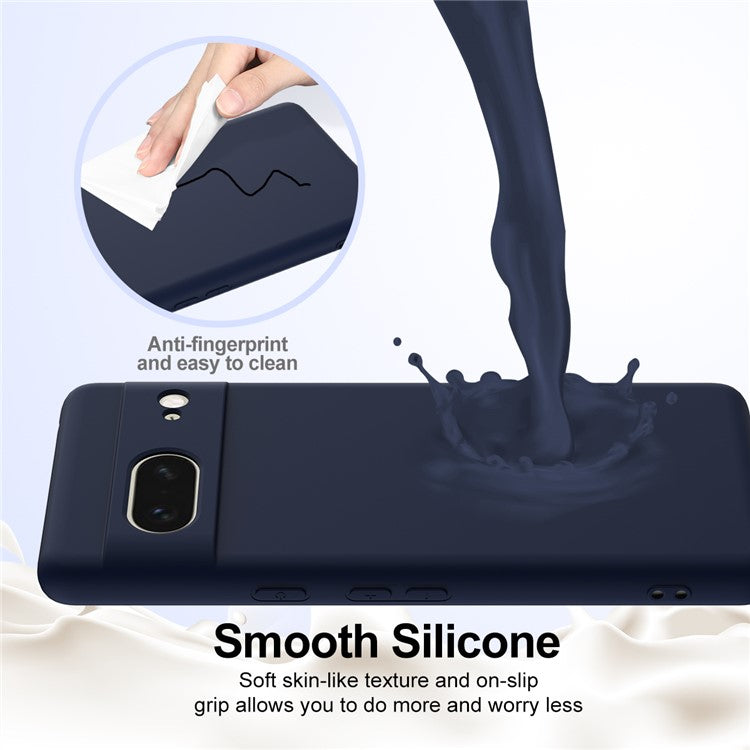 For Google Pixel 7 5G Case Compatible with MagSafe Liquid Silicone Phone Cover with Lanyard - Dark Blue