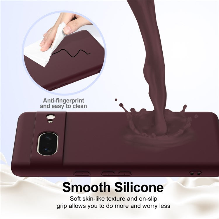 For Google Pixel 7 5G Case Compatible with MagSafe Liquid Silicone Phone Cover with Lanyard - Wine Red