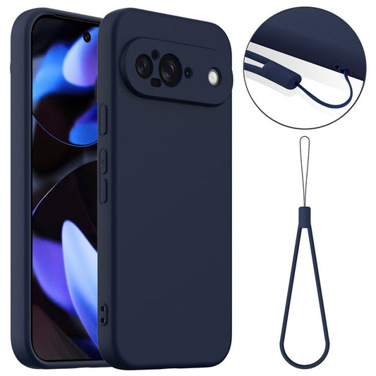 For Google Pixel 9 Case Compatible with MagSafe Liquid Silicone Phone Cover with Lanyard - Dark Blue