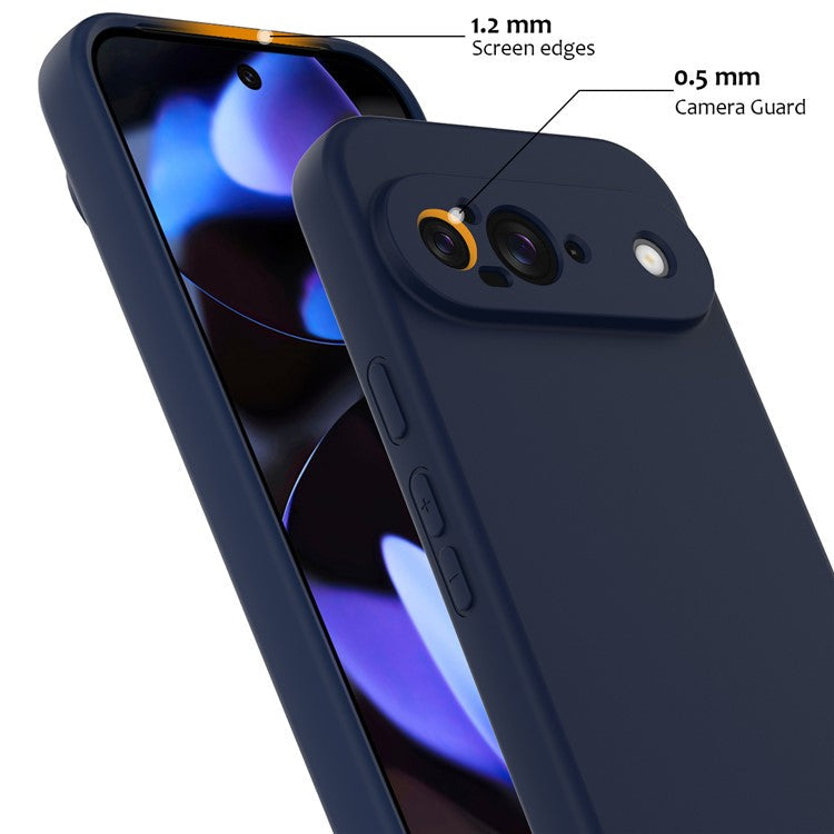 For Google Pixel 9 Case Compatible with MagSafe Liquid Silicone Phone Cover with Lanyard - Dark Blue