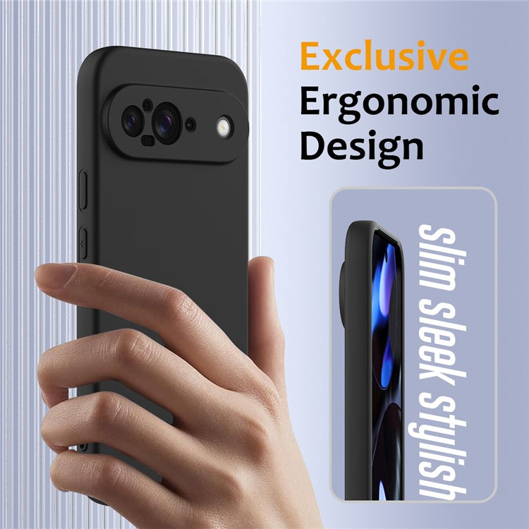 For Google Pixel 9 Case Compatible with MagSafe Liquid Silicone Phone Cover with Lanyard - Black