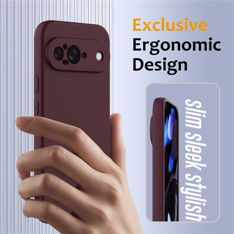 For Google Pixel 9 Case Compatible with MagSafe Liquid Silicone Phone Cover with Lanyard - Wine Red