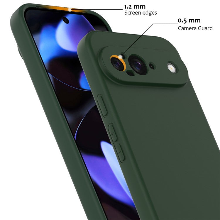 For Google Pixel 9 Case Compatible with MagSafe Liquid Silicone Phone Cover with Lanyard - Dark Green