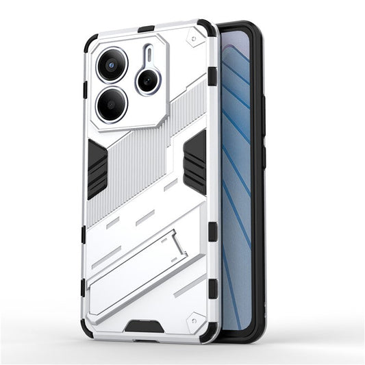 For Xiaomi Redmi Note 14 5G Case PC + TPU Shockproof Phone Cover with Kickstand - White