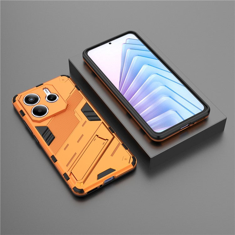 For Xiaomi Redmi Note 14 5G Case PC + TPU Shockproof Phone Cover with Kickstand - Orange