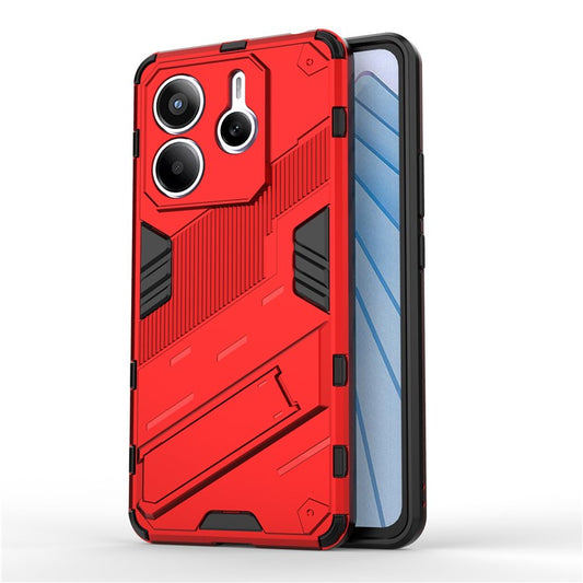 For Xiaomi Redmi Note 14 5G Case PC + TPU Shockproof Phone Cover with Kickstand - Red