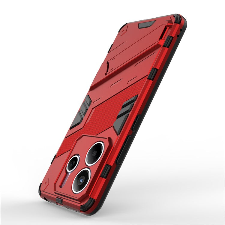 For Xiaomi Redmi Note 14 5G Case PC + TPU Shockproof Phone Cover with Kickstand - Red