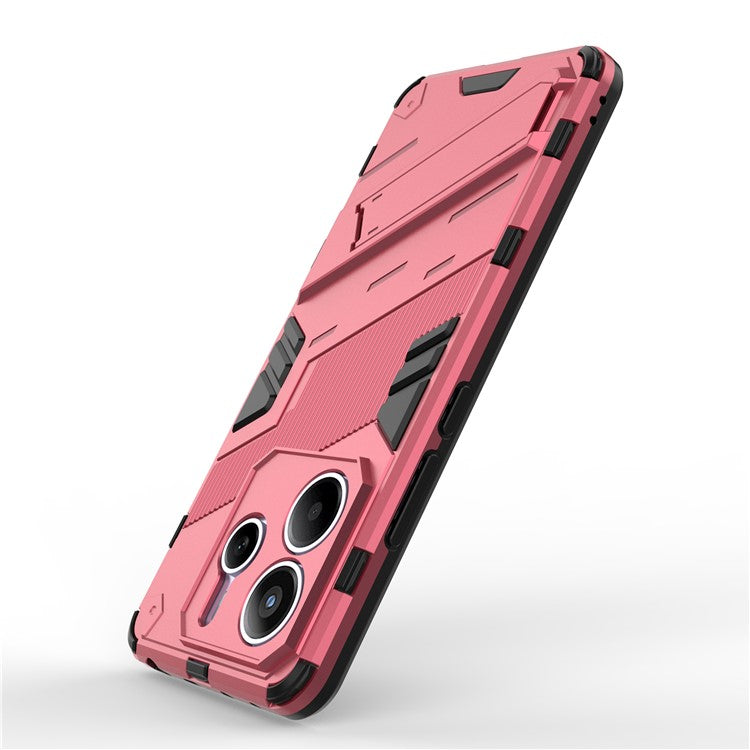 For Xiaomi Redmi Note 14 5G Case PC + TPU Shockproof Phone Cover with Kickstand - Rose