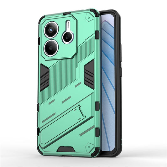 For Xiaomi Redmi Note 14 5G Case PC + TPU Shockproof Phone Cover with Kickstand - Green