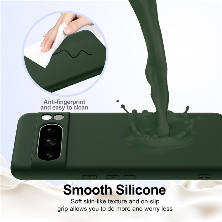 For Google Pixel 8 Pro Case Compatible with MagSafe Liquid Silicone Phone Cover with Lanyard - Dark Green