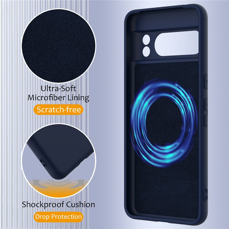 For Google Pixel 8 Pro Case Compatible with MagSafe Liquid Silicone Phone Cover with Lanyard - Dark Blue