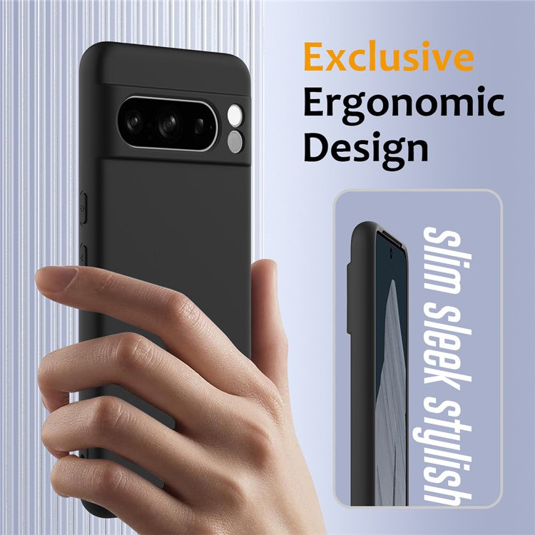 For Google Pixel 8 Pro Case Compatible with MagSafe Liquid Silicone Phone Cover with Lanyard - Black