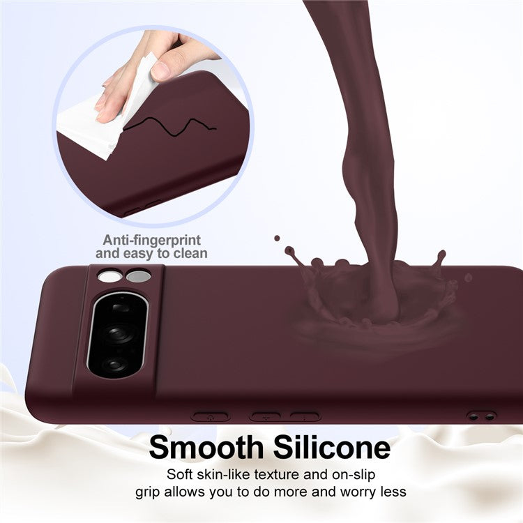 For Google Pixel 8 Pro Case Compatible with MagSafe Liquid Silicone Phone Cover with Lanyard - Wine Red
