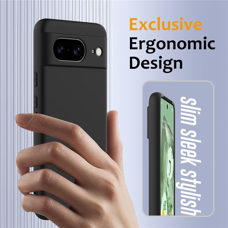 For Google Pixel 8 Case Compatible with MagSafe Liquid Silicone Phone Cover with Lanyard - Black