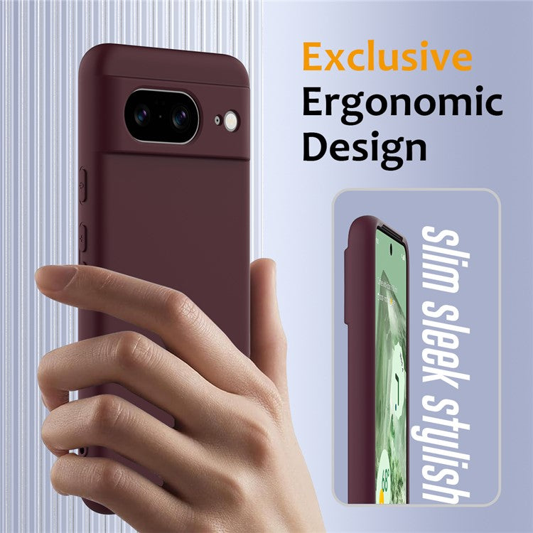 For Google Pixel 8 Case Compatible with MagSafe Liquid Silicone Phone Cover with Lanyard - Wine Red