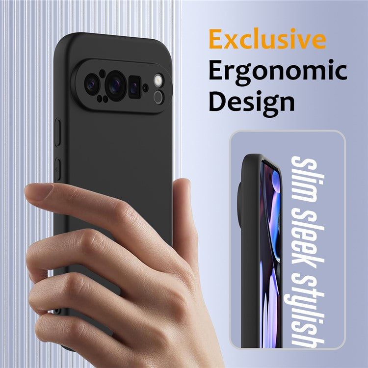 For Google Pixel 9 Pro XL Case Compatible with MagSafe Liquid Silicone Phone Cover with Lanyard - Black