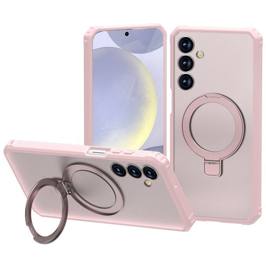 For Samsung Galaxy S25+ Case Compatible with MagSafe Kickstand TPU + PC Anti Drop Phone Cover - Light Pink